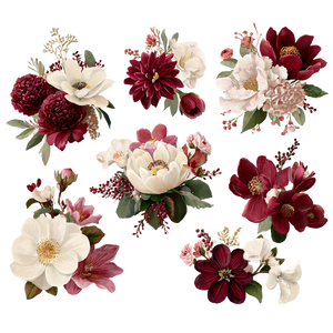 Maroon Flower Bouquets V2 Vinyl Car Decal Sticker – Waterproof & UV-Resistant 3.4133333333333336"