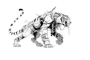 Mechanical Hunting Tiger Vinyl Car Decal Sticker – Waterproof & UV-Resistant 5.97333333333333