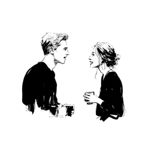 Conversation Illustration V2 Vinyl Car Decal Sticker – Waterproof & UV-Resistant 3.4133333333333336"