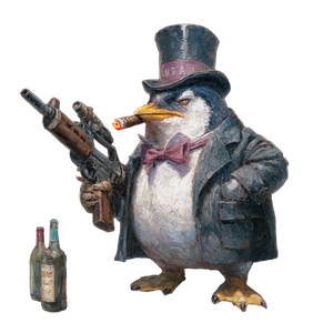 Penguin With Gun V2 Vinyl Car Decal Sticker – Waterproof & UV-Resistant 3.4133333333333336"