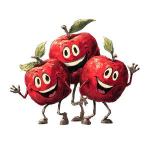 Happy Cartoon Apples V3 Vinyl Car Decal Sticker – Waterproof & UV-Resistant 3.4133333333333336"