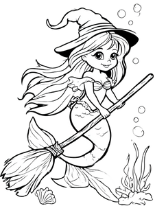 Mermaid Witch Cartoon Vinyl Car Decal Sticker – Waterproof & UV-Resistant 8.213333333333333"