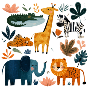 Playful Safari Animals V2 Vinyl Car Decal Sticker – Waterproof & UV-Resistant 6.826666666666667"
