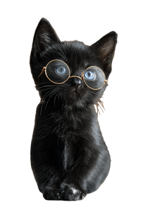 Black Kitten Glasses V2 Vinyl Car Decal Sticker – Waterproof & UV-Resistant 4.4