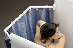 Extend A Shower | Fits 35-42 Inch RV Shower | Pivoting Rod for 30% More Space