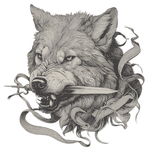 Wolf With Dagger Vinyl Car Decal Sticker – Waterproof & UV-Resistant 3.4133333333333336"