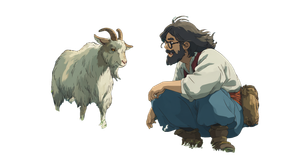 Man Talking To Goat Vinyl Car Decal Sticker – Waterproof & UV-Resistant 2.72"