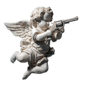 Cherub With Revolver V2 Vinyl Car Decal Sticker – Waterproof & UV-Resistant 3.4133333333333336"
