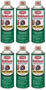 6x CRC Industries Brake Cleaner 05050PS Brakleen Pro Series; Single; 20 Ounce Aerosol Can; 50-State Compliant Formula With PowerJet Actuator; Used To Remove Grease/Brake Dust/Brake Fluid/Oils From Brake System