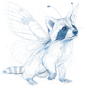 Raccoon Butterfly Sketch Vinyl Car Decal Sticker – Waterproof & UV-Resistant 3.4133333333333336"
