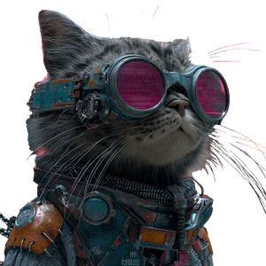 Cyber Punk Cat V2 Vinyl Car Decal Sticker – Waterproof & UV-Resistant 6.826666666666667"