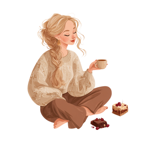 Vector Girl With Tea V2 Vinyl Car Decal Sticker – Waterproof & UV-Resistant 3.4133333333333336"