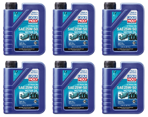 6x Liqui Moly Oil 22508 Marine 4T; SAE 25W-50; 1 Liter Bottle; Single
