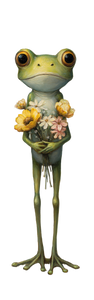 Cute Frog Holding Flowers Vinyl Car Decal Sticker – Waterproof & UV-Resistant 6.453333333333333"