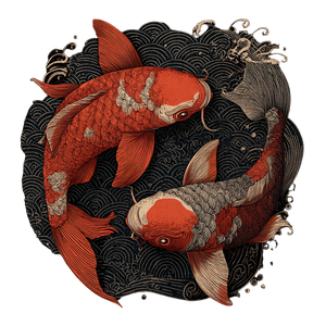Linocut Koi Vinyl Car Decal Sticker – Waterproof & UV-Resistant 6.826666666666667"