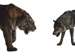 Tiger Vs Wolf Standoff Vinyl Car Decal Sticker – Waterproof & UV-Resistant 6.1866666666666665"