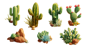 Desert Cacti Set V2 Vinyl Car Decal Sticker – Waterproof & UV-Resistant 2.72"