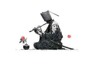 Futuristic Komusō Monk Vinyl Car Decal Sticker – Waterproof & UV-Resistant 5.97333333333333
