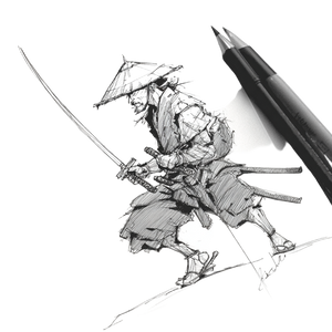Manga Samurai Sketch V2 Vinyl Car Decal Sticker – Waterproof & UV-Resistant 3.4133333333333336"