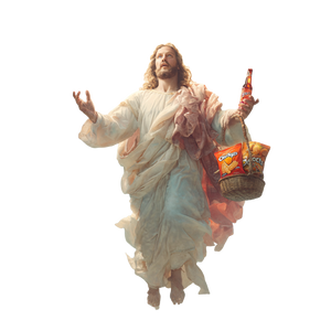 Cheetos Jesus Vinyl Car Decal Sticker – Waterproof & UV-Resistant 3.4133333333333336"