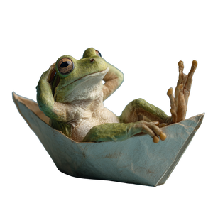 Relaxed Frog Boat V2 Vinyl Car Decal Sticker – Waterproof & UV-Resistant 3.4133333333333336"