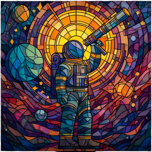 Astronaut Stained Glass Vinyl Car Decal Sticker – Waterproof & UV-Resistant 3.4133333333333336"