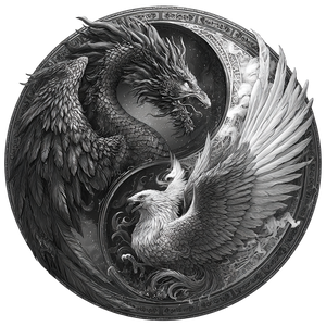 Yin Yang Dragon Phoenix Vinyl Car Decal Sticker – Waterproof & UV-Resistant 3.4133333333333336"