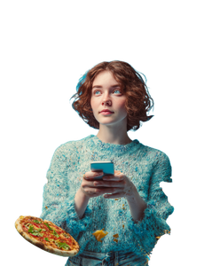 Woman With Flying Food Vinyl Car Decal Sticker – Waterproof & UV-Resistant 8.0"