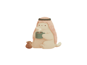 Abu Paws Sipping Coffee V2 Vinyl Car Decal Sticker – Waterproof & UV-Resistant 6.1866666666666665"