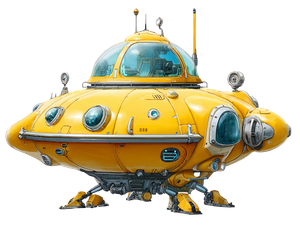 Yellow Spaceship Vinyl Car Decal Sticker – Waterproof & UV-Resistant 6.1866666666666665"