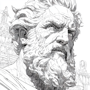 Detailed Zeus Drawing Vinyl Car Decal Sticker – Waterproof & UV-Resistant 3.4133333333333336"
