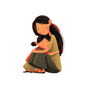 Sad Mother Child V2 Vinyl Car Decal Sticker – Waterproof & UV-Resistant 3.4133333333333336"