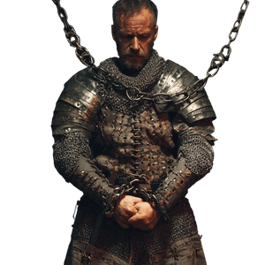Shackled Medieval Soldier Vinyl Car Decal Sticker – Waterproof & UV-Resistant 3.4133333333333336"