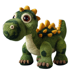 Green Crochet Dinosaur Vinyl Car Decal Sticker – Waterproof & UV-Resistant 6.826666666666667"