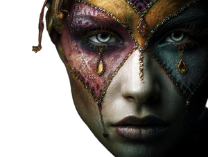 Jeweled Harlequin Portrait Vinyl Car Decal Sticker – Waterproof & UV-Resistant 6.1866666666666665"