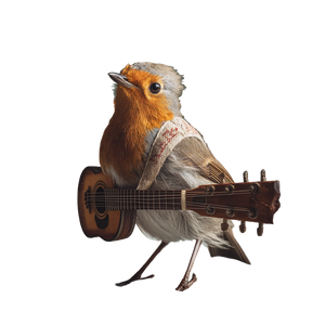 Bird Playing Guitar Vinyl Car Decal Sticker – Waterproof & UV-Resistant 3.4133333333333336"