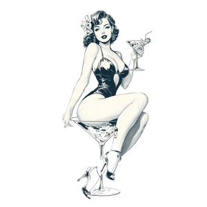 Pinup Martini Girl Vinyl Car Decal Sticker – Waterproof & UV-Resistant 6.826666666666667"