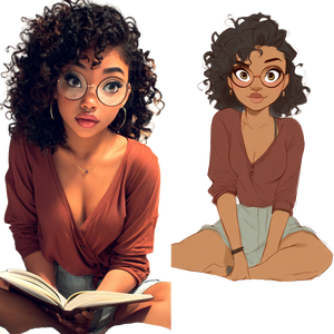 Book Nerd Cartoon Vinyl Car Decal Sticker – Waterproof & UV-Resistant 3.4133333333333336"