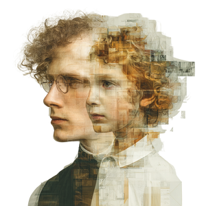 Fractal Portrait Transition Vinyl Car Decal Sticker – Waterproof & UV-Resistant 3.4133333333333336"