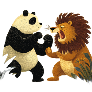 Panda Vs Lion Vinyl Car Decal Sticker – Waterproof & UV-Resistant 3.4133333333333336"