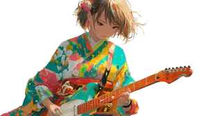 Anime Guitarist Kimono Vinyl Car Decal Sticker – Waterproof & UV-Resistant 2.72"