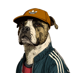 Dog In Tracksuit Vinyl Car Decal Sticker – Waterproof & UV-Resistant 3.4133333333333336"