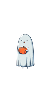 Ghost With Pumpkin V5 Vinyl Car Decal Sticker – Waterproof & UV-Resistant 9.706666666666667"