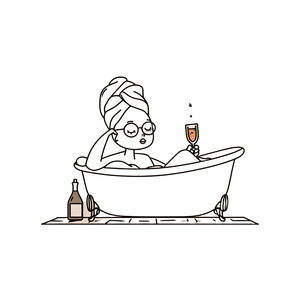 Champagne Bath Relax Vinyl Car Decal Sticker – Waterproof & UV-Resistant 3.4133333333333336"