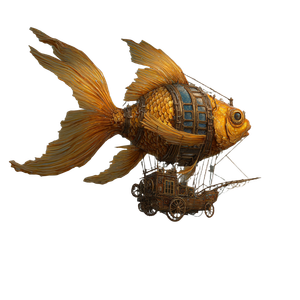 Golden Steampunk Fish Vinyl Car Decal Sticker – Waterproof & UV-Resistant 3.4133333333333336"