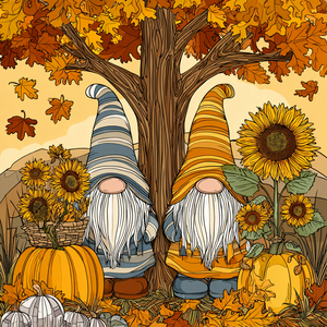 Autumn Gnomes Illustration V2 Vinyl Car Decal Sticker – Waterproof & UV-Resistant 3.4133333333333336"