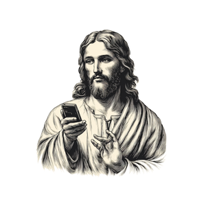 Vintage Jesus Smartphone V2 Vinyl Car Decal Sticker – Waterproof & UV-Resistant 3.4133333333333336"