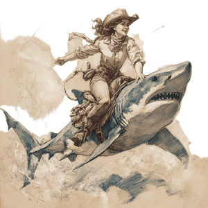 Cowgirl Shark Ride V2 Vinyl Car Decal Sticker – Waterproof & UV-Resistant 3.4133333333333336"