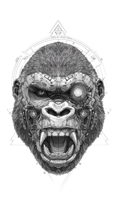 Cyborg Gorilla Face V2 Vinyl Car Decal Sticker – Waterproof & UV-Resistant 4.8533333333333335"