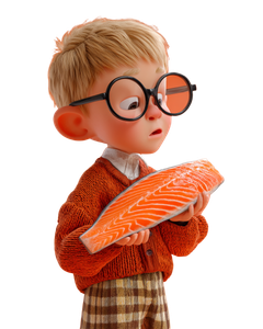 Nerdy Boy With Salmon Vinyl Car Decal Sticker – Waterproof & UV-Resistant 4.0"
